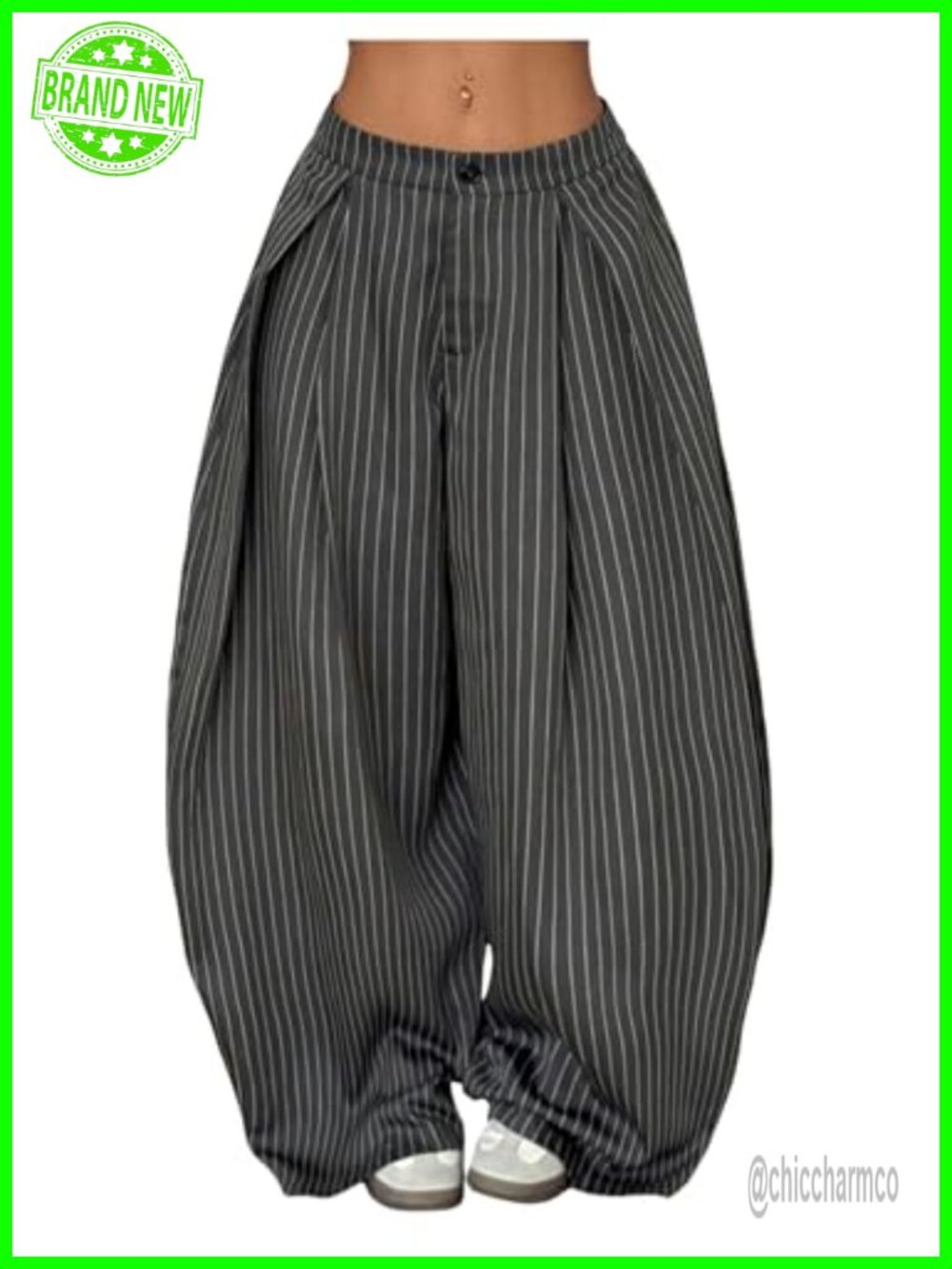 Wide Leg High Waist Pleated Cargo Pants Oversized Baggy Y2K Streetwear